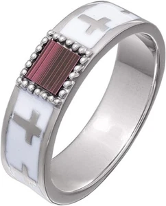 Anillo de Plata Nano Sim NT con Esmalte Blanco - Cruz - Imagen 1 de 2