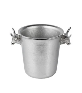 Champagnerkühler Stierkopf Weinkühler Flaschenkühler Sektkühler Aluminium Silber - Bild 1 von 11