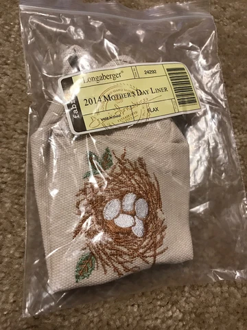 NEW LONGABERGER 2014 MOTHERS DAY Liner in Flax (Embroidered) New Cover