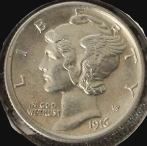1916 P MERCURY DIME  In Mint State Full Split Bands- WBLS- 045 - Picture 1 of 3