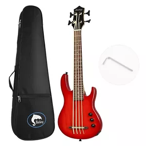 Batking Ukulele Electric Bass Uke Aquila String F/Italy EADG Ash Wood Body W/Bag - Picture 1 of 8