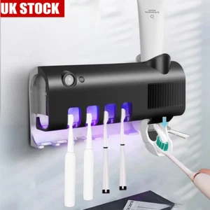 Toothbrush Holder With UV Steriliser Automatic Toothpaste Dispenser Squeezers UK - Picture 1 of 11