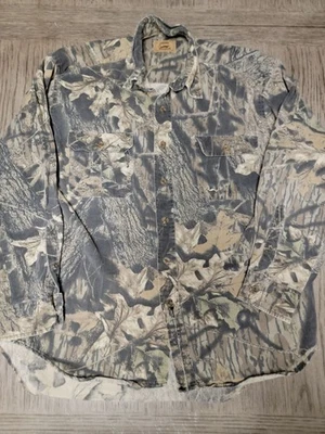 Duxbak Camo Shirt Mens Medium Mossy Oak Break-Up Button Down Hunting *FLAWED* - Image 1 of 4
