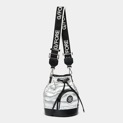 G/Fore Quilted Bucket Bag Limited Edition Silver Black Womens Golf Shoulder NEW - Image 1 of 4