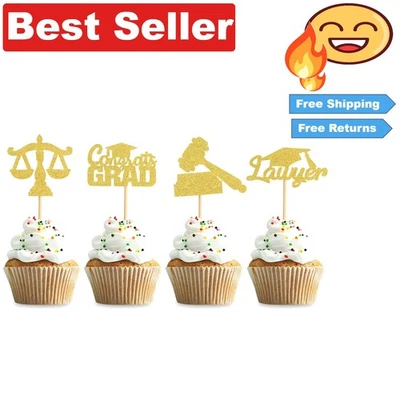 2025 Выпускной юрист торт Toppers - 24шт золото вечеринки украшения для выпускников - Изображение 1 из 4