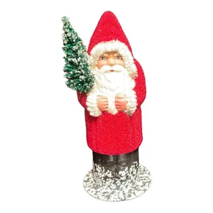Ino Schaller Rot Perlen Weihnachtsmann mit Baum Deutsch Pappmaché Bonboniere Neu - Bild 1 von 5