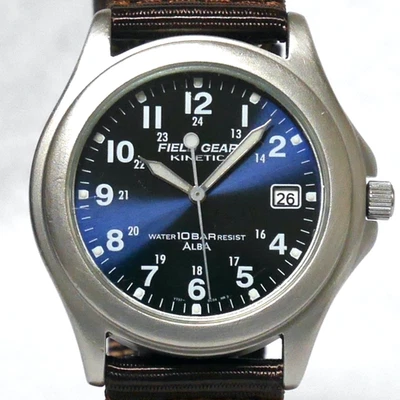 SEIKO ALBA FIELD GEAR KINETIC Military Watch YT57 2000 Navy Blue Luminous Japan - Image 1 of 4