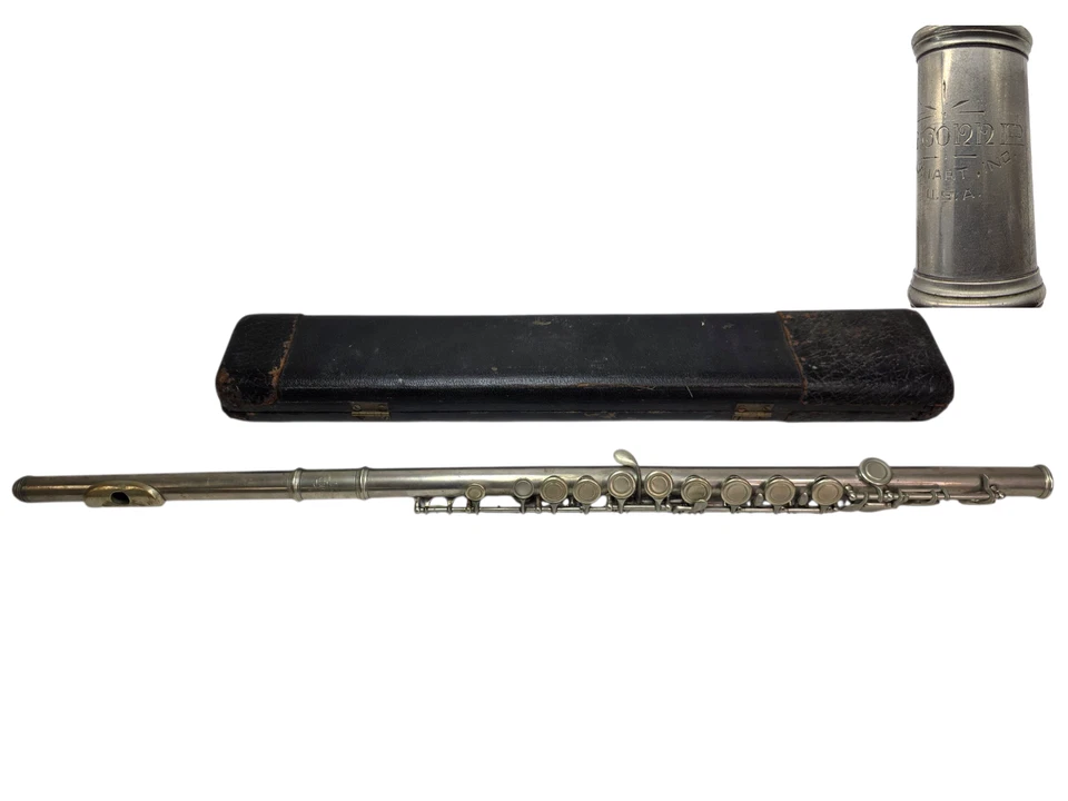 Antique C.G. CONN Unibody Flute CL Pitch c1920's Silverplate? Sold As is 26.5" - Image 1 of 4