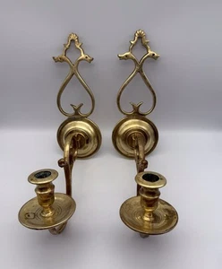 Williamsburg Restoration Brass Candle Sconces - Set of 2 - Picture 1 of 6