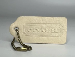 COACH Vintage Bone Ivory Leather Replacement Hang Tag Bag Charm USA - Picture 1 of 7