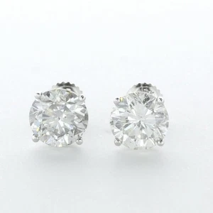 2 1/2 Carat G SI2 Round Brilliant Natural Certified Diamonds 14k Gold Earrings - Picture 1 of 9