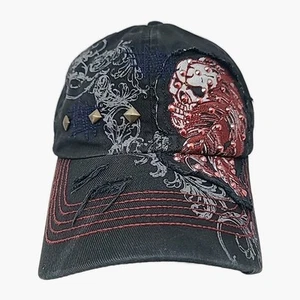 KBETHOS Y2K Distressed Vintage Hat Skull Red Rhinestones Scrolling Embroidery OS - Picture 1 of 8