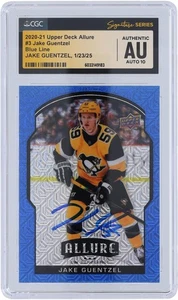 Jake Guentzel Penguins Signed 2020-21 Upper Deck Allure Line #3 #/35 CGC 10 Card - Picture 1 of 3