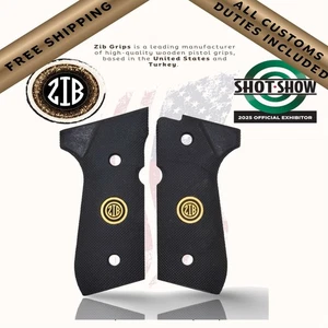 Empuñaduras Zib serie polímero empuñaduras de pistola para Beretta F92, logotipo medallón de metal - Imagen 1 de 7