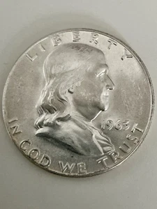 🌟1963-D 50C Franklin Half Dollar, UNC GEM - Picture 1 of 2