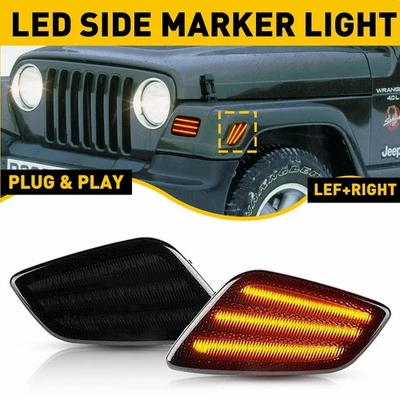 Luces de señalización laterales de guardabarros de parachoques de humo para Jeep Wrangler TJ 1997-2006 Foto 1 de 4