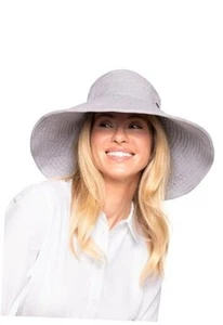 UPF 50+ Women's Brittany Beach Hat - Sun Protective (One Size- Black/White) - Picture 1 of 4