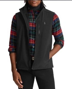Polo Ralph Lauren wasserabweisende Softshellweste schwarz kariert Fleecefutter Logo - Bild 1 von 8
