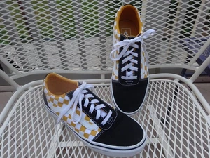 Vans Checkerboard Women’s 9.5 Yellow White Lace Skate Athletic Sneakers - Picture 1 of 6