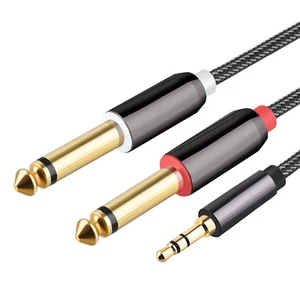 Audio Kabel 3,5 Mm Bis Doppelt 6,35 Mm Aux Kabel 2X6,5 Buchse Bis 3,5 Steck6477 - Bild 1 von 6