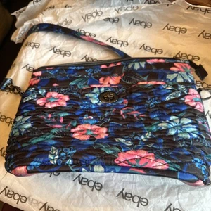 Lug Women’s “Adagio” Blue Pink Floral Crosssbody Purse Medium-Large - Picture 1 of 14