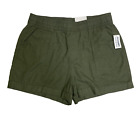 NWT Old Navy Olive Linen Blend Tie Wasit adjustable shorts high rise 3.5 inseam