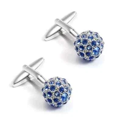 2Ct Round Cut Lab Created Tanzanite Men's Fashion Cufflink 14k White Gold Plated - Image 1 of 4