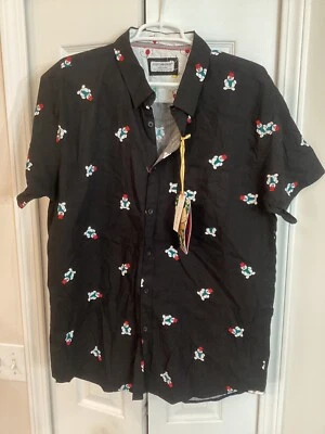 Camisa de Natal masculina Eighth Avenue tamanho XL preta feriado boneco de neve botão para cima - Imagem 1 de 4