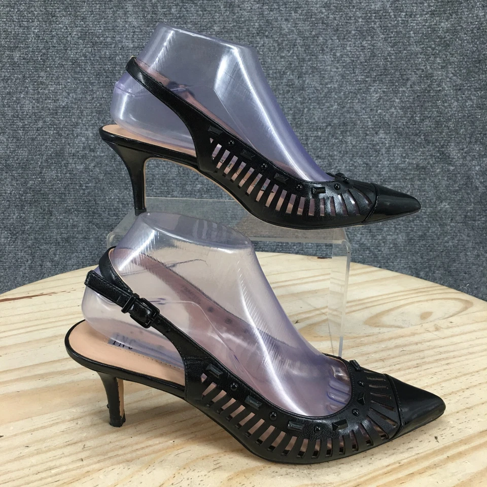 INC International Concepts Heels Womens 7.5 M Dehany Slingback Black Pointed Toe - Image 1 of 4