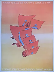 AFFICHE PUBLICITAIRE - AVIGNON 73 PALAIS DE PAPES C.MANESSE - Jean-Michel FOLON - Imagen 1 de 1