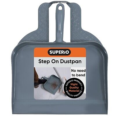 Superio Heavy-Duty Durable Plastic Step Dustpan For Indoor And Outdoor Use, Grey • 12.99£