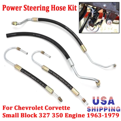 Kit de manguera de dirección asistida de EE. UU. para motor Chevrolet Corvette bloque pequeño 327 1963-79 Foto 1 de 4