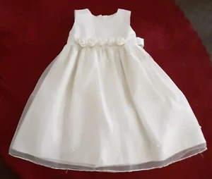 Blue Sky Size 2 Girls Ivory Dress, Formal, Pearls, Zip Close, Layered - Picture 1 of 10