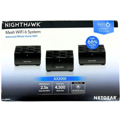 NETGEAR Nighthawk Tri-Band Whole Home Mesh AX3000 WiFi 6 System, New in Box - Image 1 of 4