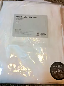 West Elm One (1) Sheer Belgian Flax Linen Curtains 48x96 White NWT! European - Picture 1 of 1