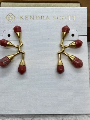 Pendientes Kendra Scott Prototipo Freida Vintage Tono Dorado Quemado Sienna Howlite Foto 1 de 4