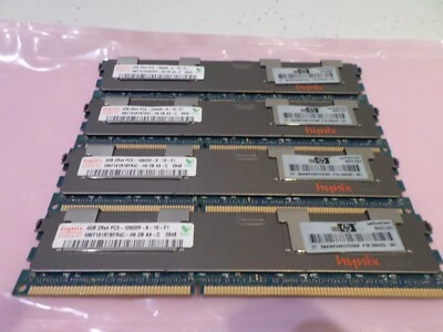 LOT OF 4 -  Hynix 4GB PC3-10600R ECC Server Memory RAM HMT151R7BFR4C-H9 16GB - Image 1 of 4