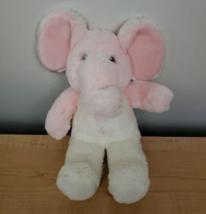 Russ Baby Jumpers 12" Peluche Rosa Bianco Elefante Morbido Sonaglio Giocattolo Vintage anni 80 - Foto 1 di 11
