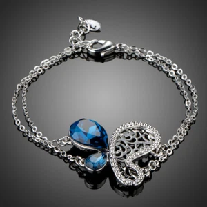 White Gold Plated Made With Swarovski Crystal Stone Butterfly Bracelet/Bangle864 - Picture 1 of 4