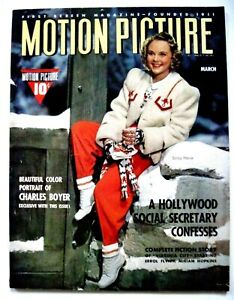 Mar.1940 Magazine "Motion Picture " w/ Pic. of "Sonja Henie" on the Cover *