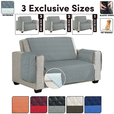 Anti Slip Quilted Sofa Cover Furniture Pet Dog Protector Reversible Sofa Throw - Image 1 of 4