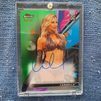 CARMELLA AUTO GREEN TOPPS FINEST #99/99 ON CARD WWE WRESTLING 2021  COREY GRAVES - Image 1 of 2