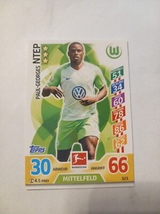 Match attax card Paul Georges Ntep VfL Wolfsburg NEW 