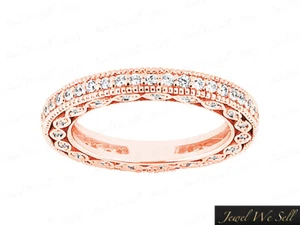 Natural .70Ct Round Diamond Milgrain Eternity Band Wedding Ring 14K Gold G SI1 - Picture 1 of 5