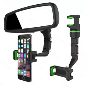 360° Car Rearview Mirror Rotation Adjustable Phone Holder Mount Multifunction - Picture 1 of 12