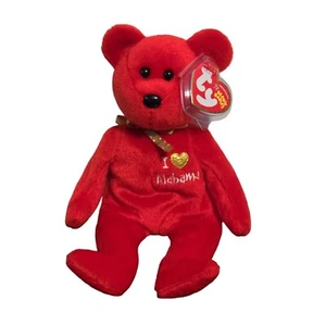 Ty Beanie Baby - I LOVE ALABAMA der Bär 8,5 Zoll Stofftier Plüsch mit Etikett - Bild 1 von 3