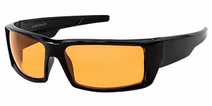 HD Large Sports Wrap Sunglasses Yellow/Amber Night Driving Black 47DR - Picture 1 of 3