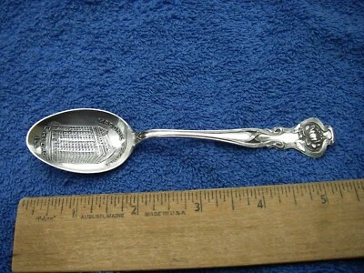 好芝加哥,伊利诺伊州纯银纪念品勺子-共济会 TEMPLE Bowl-P&B POND LILY — 第 1/4 张图片