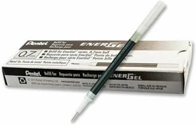 20 Pentel LR7 Rouleau Recharge pour Energel Stylo Gel 0.7mm Métal Tip Noir Encre