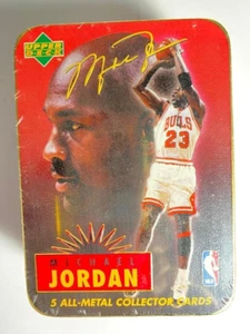 1996 Upper Deck MICHAEL JORDAN ALL-METAL COLLECTOR CARDS & TIN Sealed 5 cards - Picture 1 of 6